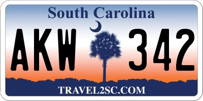 SC license plate AKW342
