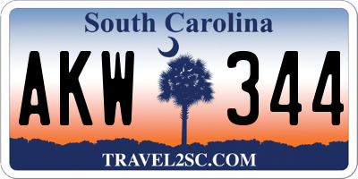 SC license plate AKW344