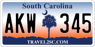 SC license plate AKW345