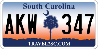 SC license plate AKW347