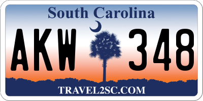 SC license plate AKW348