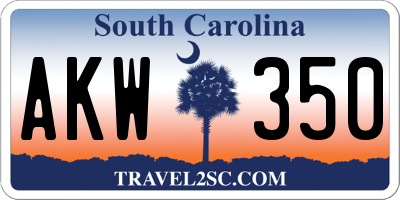 SC license plate AKW350