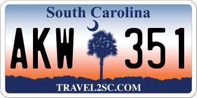 SC license plate AKW351