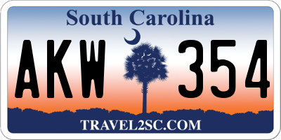SC license plate AKW354