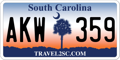 SC license plate AKW359