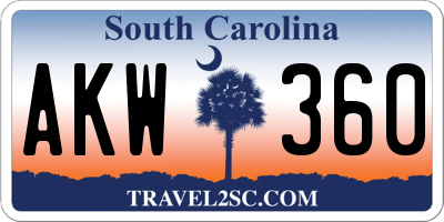 SC license plate AKW360