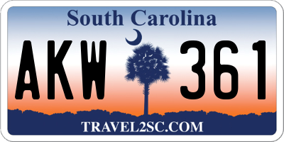 SC license plate AKW361