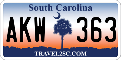 SC license plate AKW363