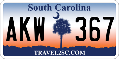 SC license plate AKW367