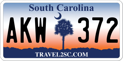 SC license plate AKW372