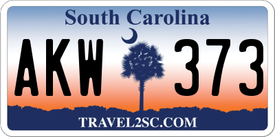 SC license plate AKW373