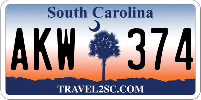 SC license plate AKW374
