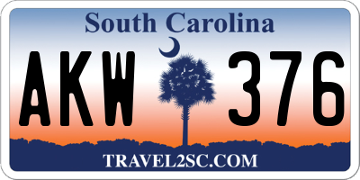 SC license plate AKW376