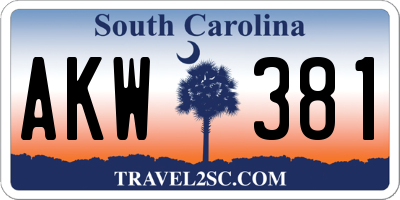SC license plate AKW381