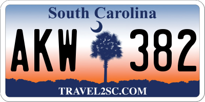 SC license plate AKW382