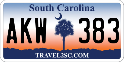 SC license plate AKW383