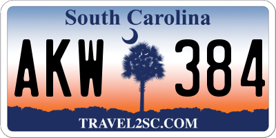 SC license plate AKW384