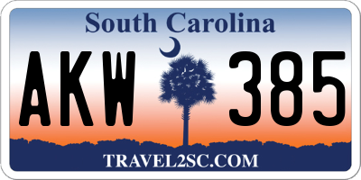 SC license plate AKW385