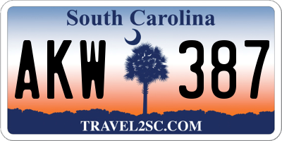 SC license plate AKW387