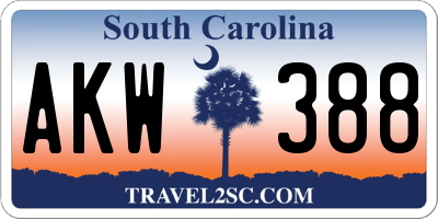 SC license plate AKW388