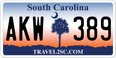 SC license plate AKW389