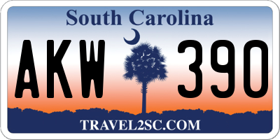 SC license plate AKW390