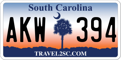 SC license plate AKW394