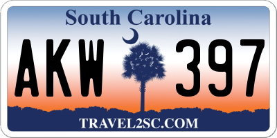 SC license plate AKW397