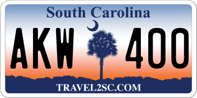 SC license plate AKW400