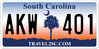 SC license plate AKW401