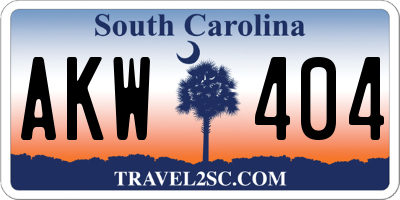 SC license plate AKW404