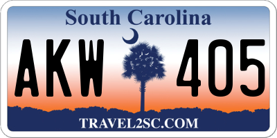 SC license plate AKW405