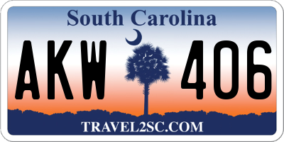 SC license plate AKW406
