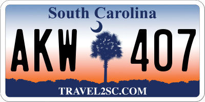 SC license plate AKW407
