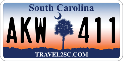 SC license plate AKW411