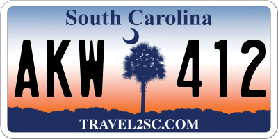 SC license plate AKW412