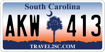 SC license plate AKW413