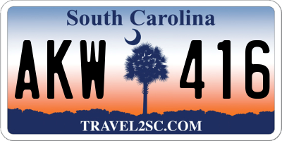 SC license plate AKW416