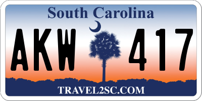 SC license plate AKW417