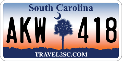 SC license plate AKW418