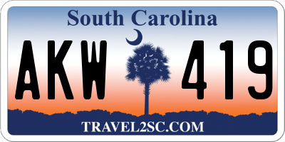 SC license plate AKW419