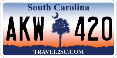 SC license plate AKW420