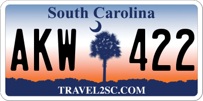 SC license plate AKW422