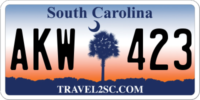 SC license plate AKW423