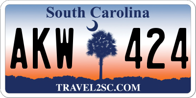 SC license plate AKW424