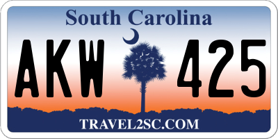 SC license plate AKW425