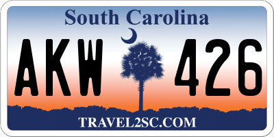 SC license plate AKW426
