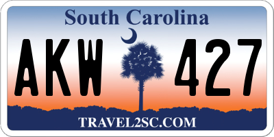 SC license plate AKW427