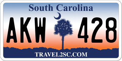 SC license plate AKW428