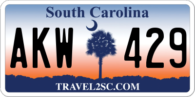 SC license plate AKW429
